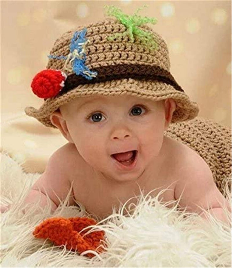 A-cool Newborn Photography Props Baby Photo Outfits Crochet Fishing Fisherman & Fish Hat Diaper ï¼ˆ0-12 Monthsï¼‰ - Image 4